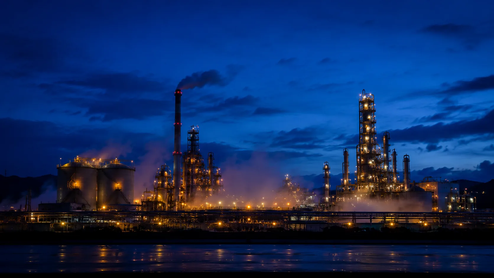 Industrieanlage bei Nacht